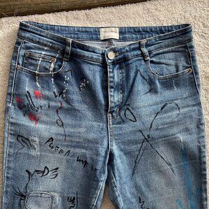 Emory Park High Rise Paint Splatter Jeans Size 28/28